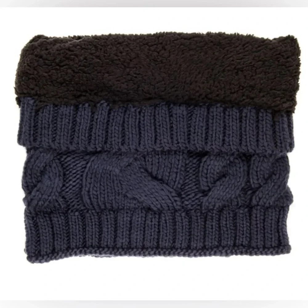 🦋B2G1🦋NOBLE MOUNT Mens Navy Cable Knit Toaster Snood Scarf NWT
